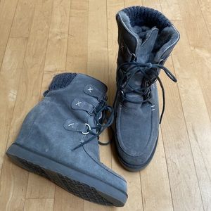 Australia Luxe Collective Dudley Gray Suede Sheepskin Wedge Bootie